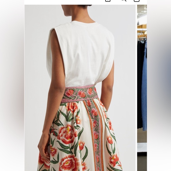 Farm Rio White Beaded Flowers‎ T-Shirt Small - Picture 2 of 13